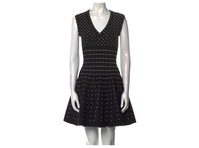 Alaïa Abito skater in maglia bianco e nero Alaia - vista 9
