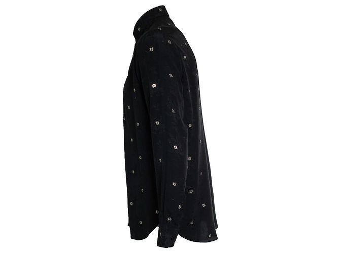 Autre Marque Saint Laurent, Camicia in seta floreale con ricami 2018 Nero D'oro - vista 2