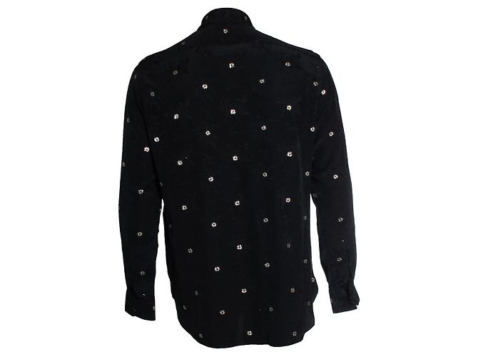 Autre Marque Saint Laurent, Camicia in seta floreale con ricami 2018 Nero D'oro - vista 3