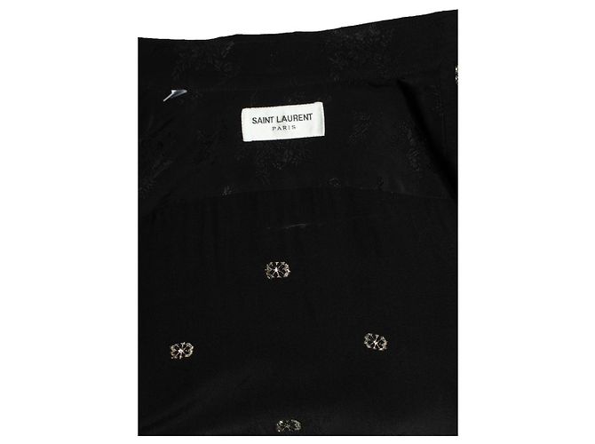 Autre Marque Saint Laurent, Camicia in seta floreale con ricami 2018 Nero D'oro - vista 6