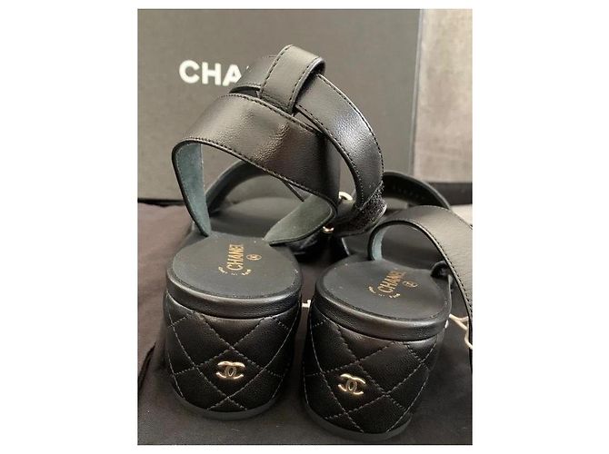 Chanel Sandalen aus Leder mit Karomuster Schwarz - Ansicht 8