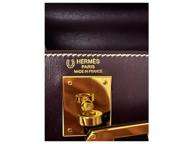 Hermès Kelly Sellier Box 28 cm Sammler Lila Gold hardware - Ansicht 14