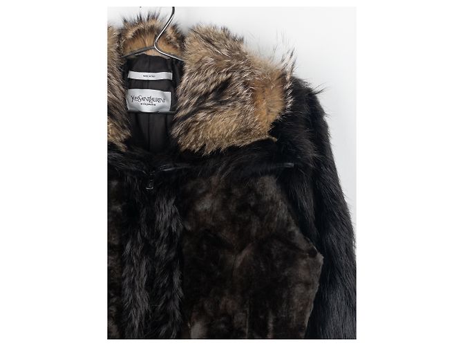 Yves Saint Laurent Rive Gauche von Tom Ford 2000er Pelz-Leder Bomberjacke - Ansicht 8
