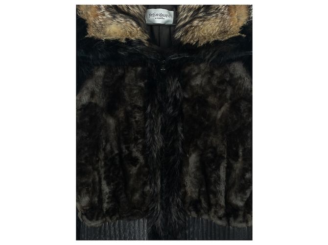 Yves Saint Laurent Rive Gauche von Tom Ford 2000er Pelz-Leder Bomberjacke - Ansicht 12
