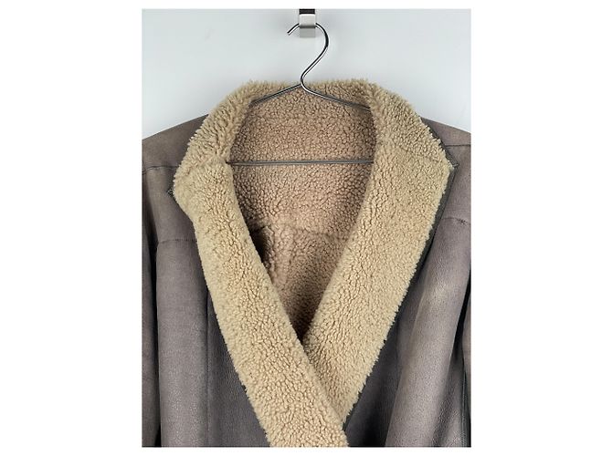 Jaqueta de couro shearling com cinto 'Gleam' de Rick Owens AW10 - vista 5