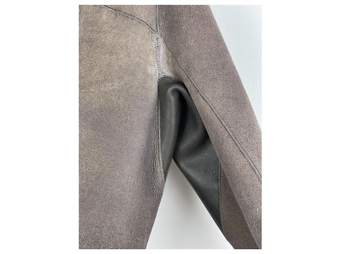 Jaqueta de couro shearling com cinto 'Gleam' de Rick Owens AW10 - vista 17