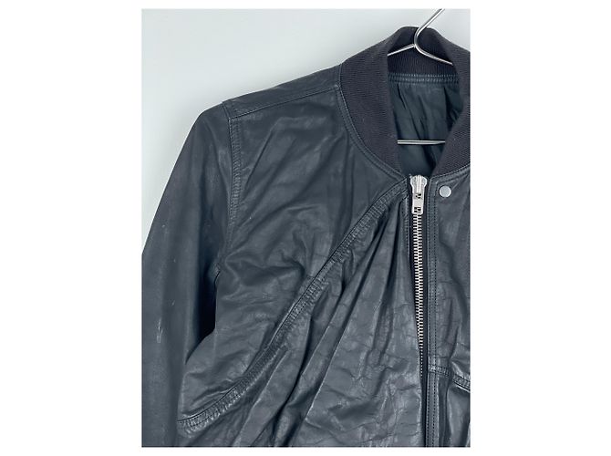 Giacca bomber in pelle drappeggiata 'Cyclops' SS16 di Rick Owens - vista 4