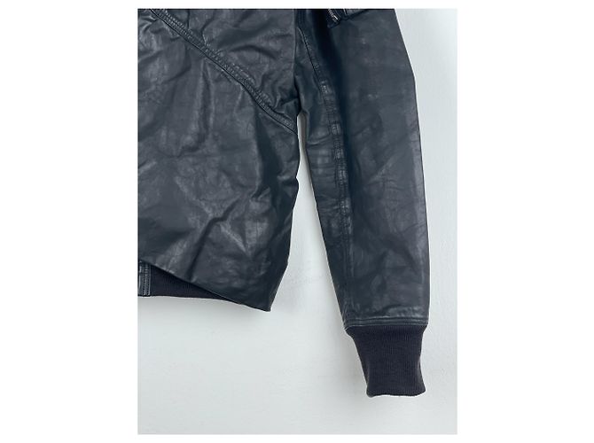 Giacca bomber in pelle drappeggiata 'Cyclops' SS16 di Rick Owens - vista 8