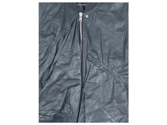 Giacca bomber in pelle drappeggiata 'Cyclops' SS16 di Rick Owens - vista 9