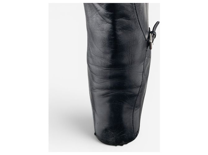 Botines de tacón kitten de punta cuadrada con hebilla deportiva Prada de los 2000 - vista 7