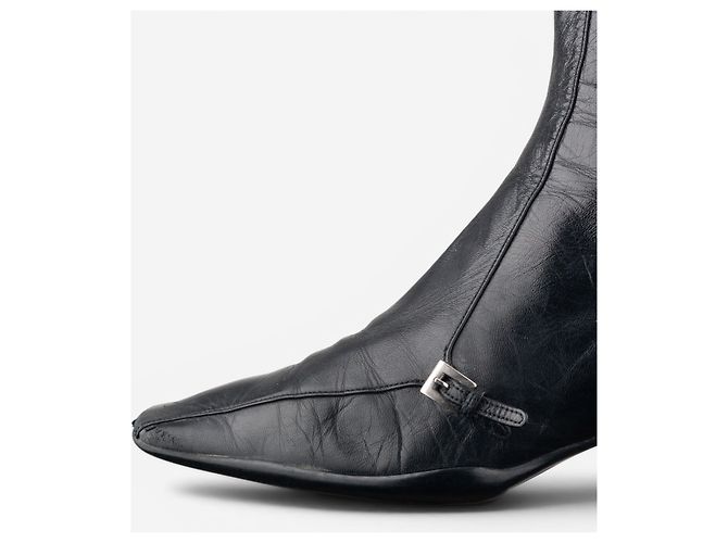 Botines de tacón kitten de punta cuadrada con hebilla deportiva Prada de los 2000 - vista 8