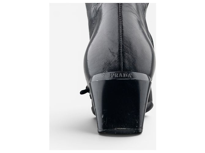 Botines de tacón kitten de punta cuadrada con hebilla deportiva Prada de los 2000 - vista 11