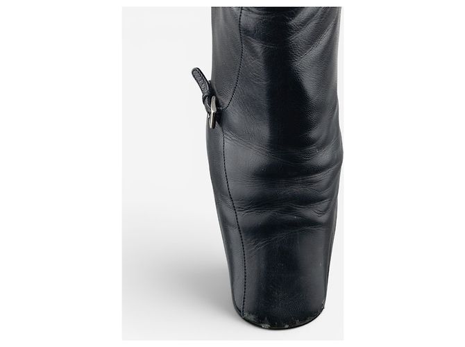 Botines de tacón kitten de punta cuadrada con hebilla deportiva Prada de los 2000 - vista 12