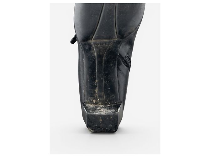 Botines de tacón kitten de punta cuadrada con hebilla deportiva Prada de los 2000 - vista 13
