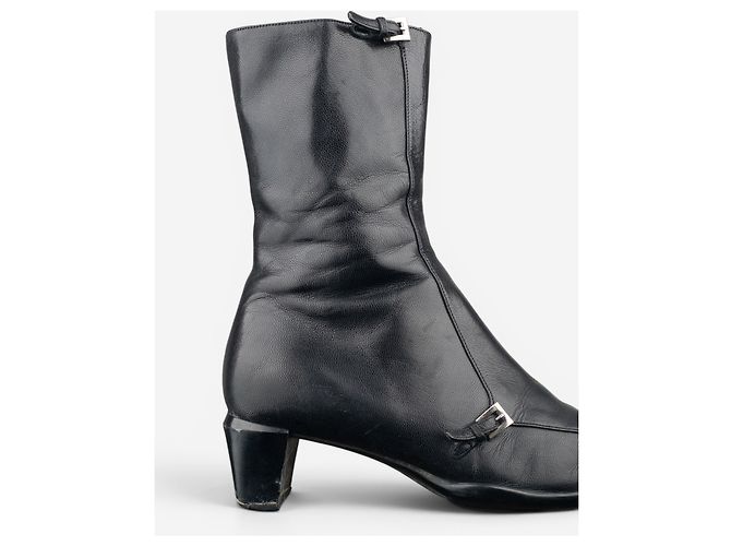 Botines de tacón kitten de punta cuadrada con hebilla deportiva Prada de los 2000 - vista 14