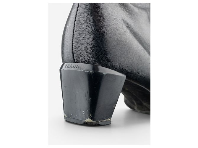 Botines de tacón kitten de punta cuadrada con hebilla deportiva Prada de los 2000 - vista 15