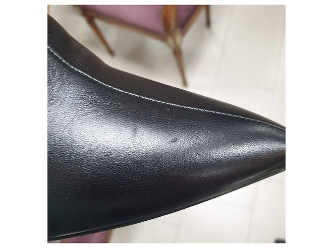 Christian Dior Black Leather Ties Heels Booties sz.39 Pre-Owned - view 7