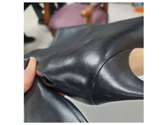 Christian Dior Black Leather Ties Heels Booties sz.39 Pre-Owned - view 8