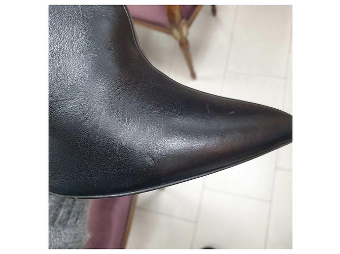 Christian Dior Black Leather Ties Heels Booties sz.39 Pre-Owned - view 10