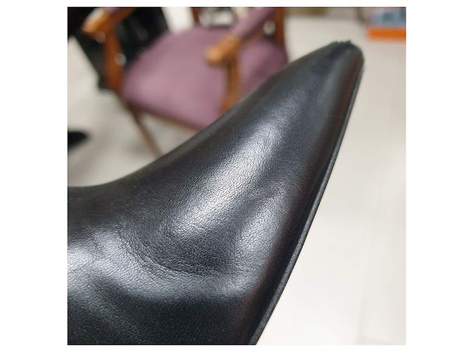 Christian Dior Black Leather Ties Heels Booties sz.39 Pre-Owned - view 13
