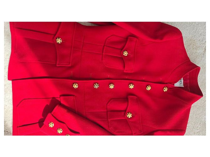 Chanel 1996 Red Wool Jacket with Gripoix Buttons - view 19