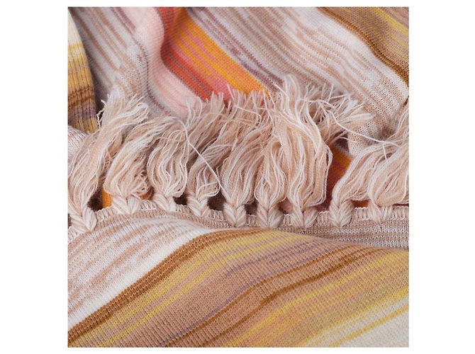 Sciarpa in lana a righe multicolore Missoni con frange Arancione - vista 4