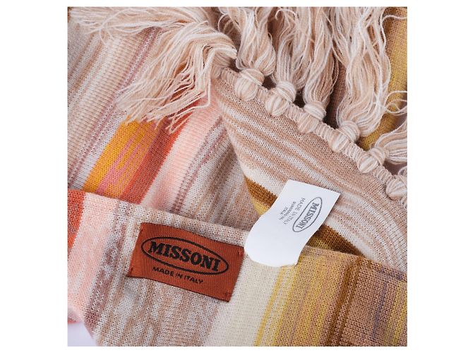 Sciarpa in lana a righe multicolore Missoni con frange Arancione - vista 5