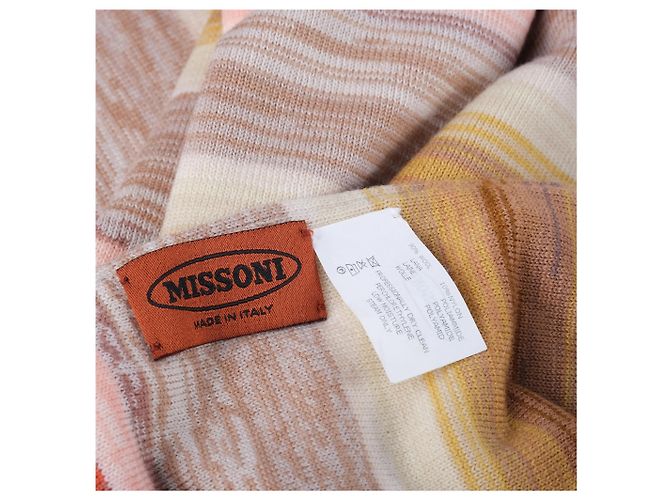 Sciarpa in lana a righe multicolore Missoni con frange Arancione - vista 6