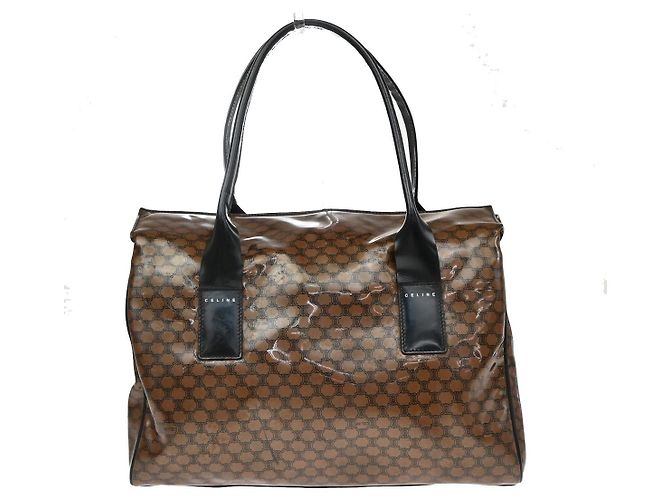 Céline Tote Celine Fold Over in vinile Marrone - vista 2