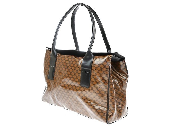Céline Tote Celine Fold Over in vinile Marrone - vista 3
