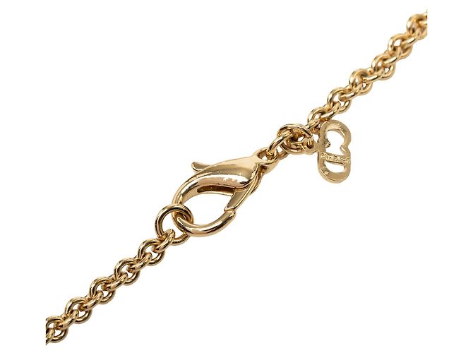 Autre Marque Dior Gold Plated Halskette mit Strass-Logo-Anhänger Golden - Ansicht 4