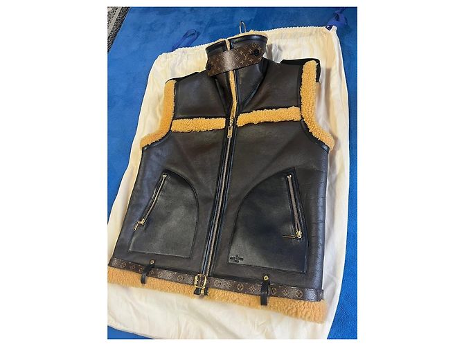 Chaleco de piel de oveja unisex Louis Vuitton Castaño - vista 3