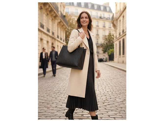 Louis Vuitton OnTheGo MM Borsa Tote Pelle Nera Nero - vista 2