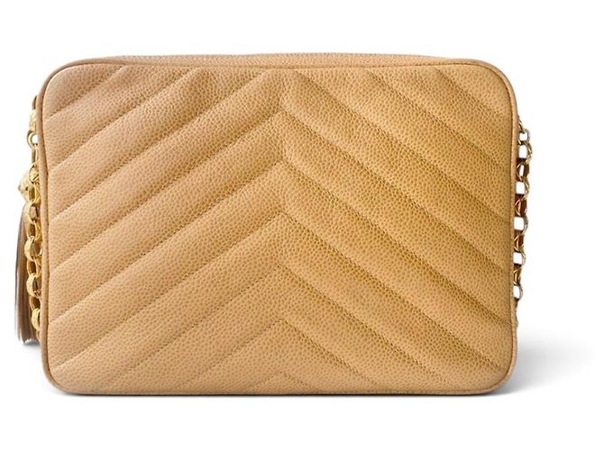 Chanel Bolsa Camera Bijoux Chevron Caviar Bege - vista 2