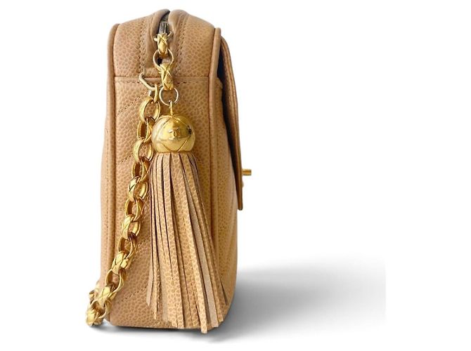 Chanel Bolsa Camera Bijoux Chevron Caviar Bege - vista 3