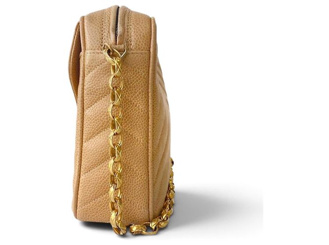 Chanel Bolsa Camera Bijoux Chevron Caviar Bege - vista 4