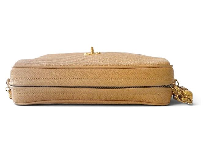 Chanel Bolsa Camera Bijoux Chevron Caviar Bege - vista 6