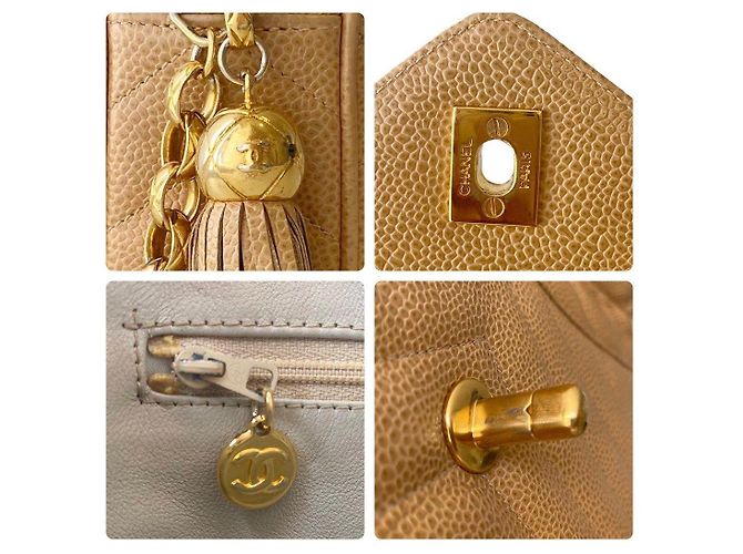 Chanel Bolsa Camera Bijoux Chevron Caviar Bege - vista 9