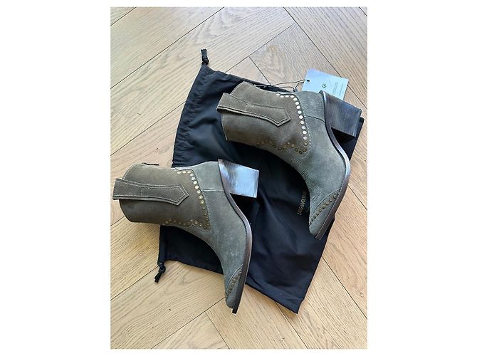 Zadig & Voltaire Stivaletti in camoscio con borchie Cachi - vista 3