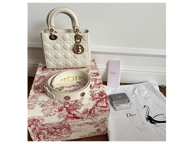 Borsa Christian Dior Lady Dior My ABCDior in pelle bianca Bianco - vista 13