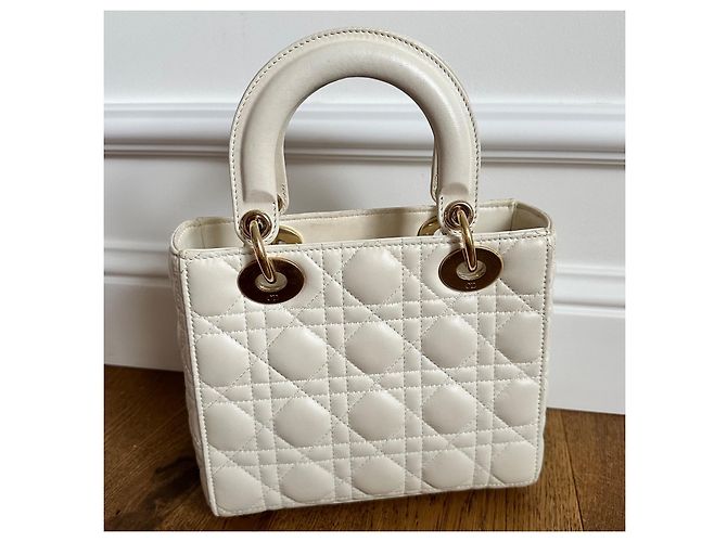 Borsa Christian Dior Lady Dior My ABCDior in pelle bianca Bianco - vista 3