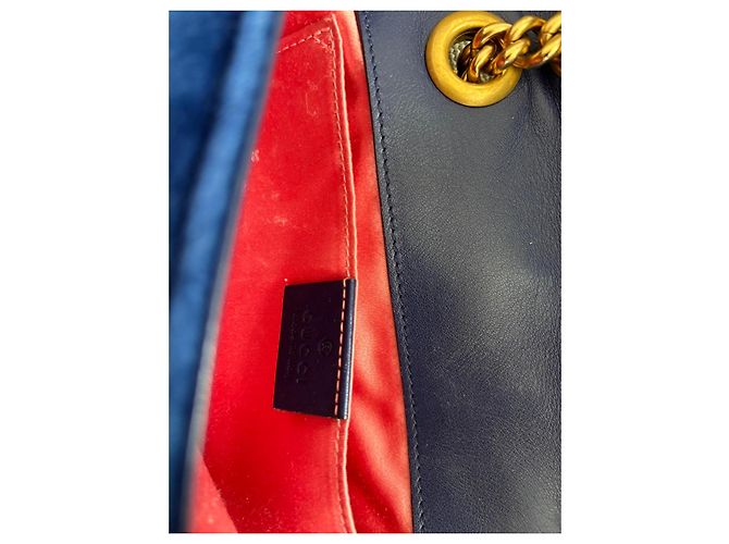 Gucci Petit sac à bandoulière Marmont en velours bleu royal - vue 10