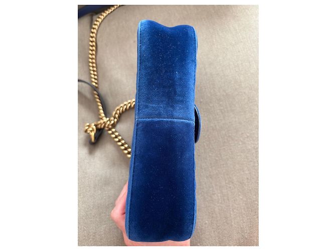 Gucci Petit sac à bandoulière Marmont en velours bleu royal - vue 4