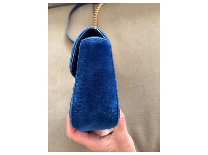 Gucci Petit sac à bandoulière Marmont en velours bleu royal - vue 5