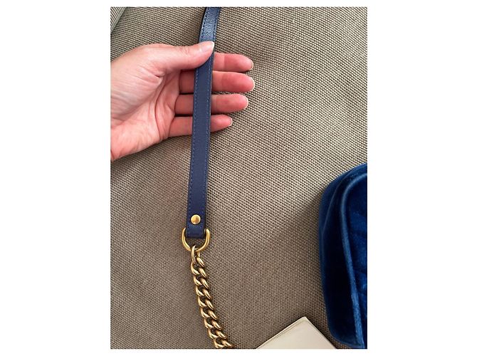 Gucci Petit sac à bandoulière Marmont en velours bleu royal - vue 7