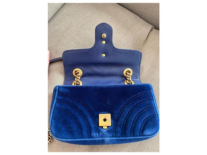 Gucci Petit sac à bandoulière Marmont en velours bleu royal - vue 9