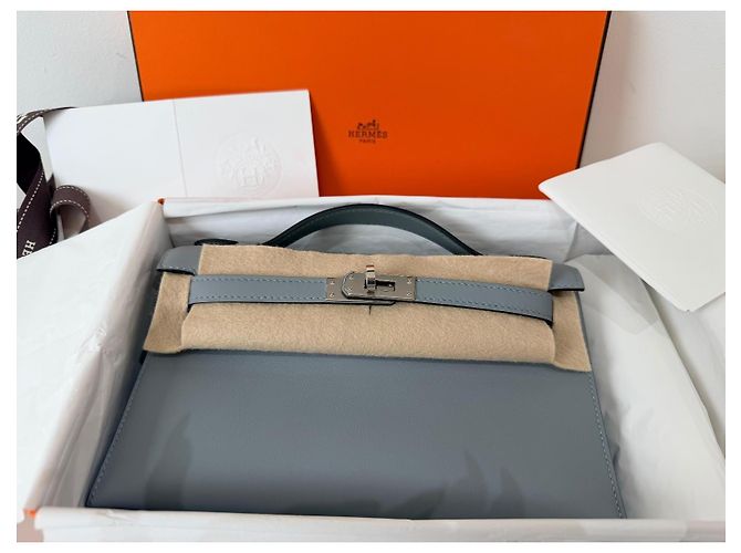 Hermès Kelly Sellier Borsa in pelle grigia Grigio - vista 5