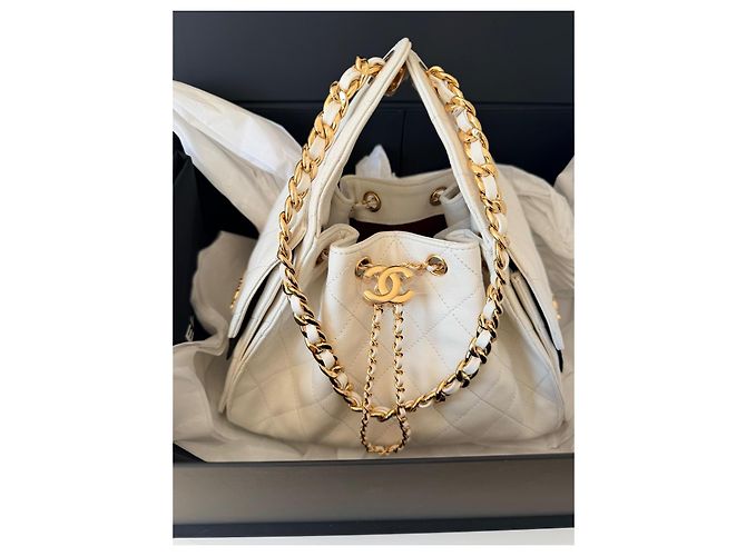 Chanel 19 Chanel 25 Sac Seau Cuir Caviar Blanc - vue 2