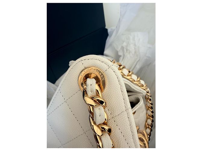 Chanel 19 Chanel 25 Sac Seau Cuir Caviar Blanc - vue 6