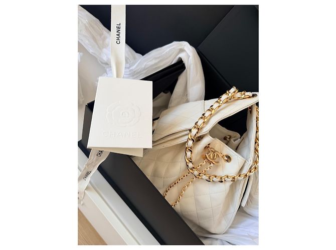 Chanel 19 Chanel 25 Sac Seau Cuir Caviar Blanc - vue 7